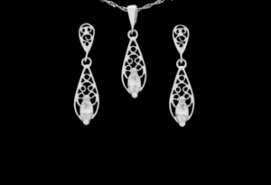 Sidabrinis rinkinys su cirkoniu