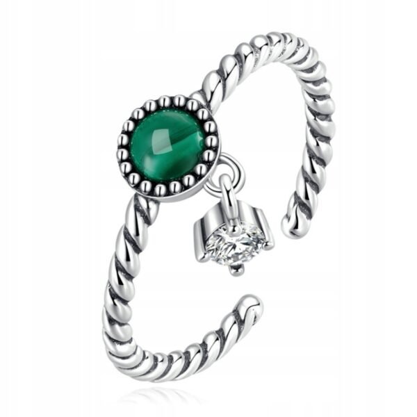 Sidabrinis atviras žiedas MALACHITE DECORATION 925 Sidabras